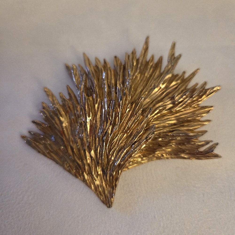 Vintage Ledo Signed Gold Tone Brutalist Abstract Style Pin Brooch 1960s MCM